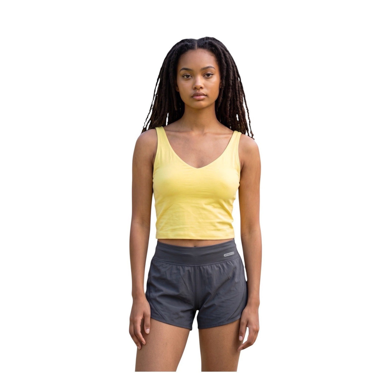 GB Yellow Reversible V-Neck Scoop Neck Athletic Crop Top Tank Small T26039 S