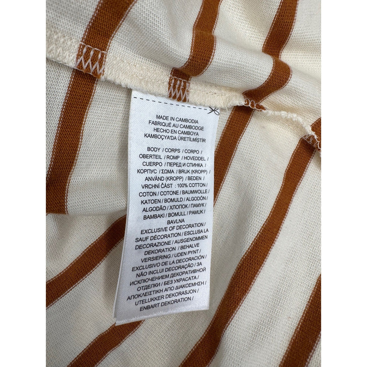 Lauren Ralph Lauren Striped Button Shoulder Long Sleeve Top Brown Cream LRL XL