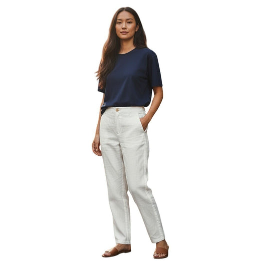 Vince Camuto Fresh Tropics Linen Blend Pants Ultra White 91225309 Womens 6