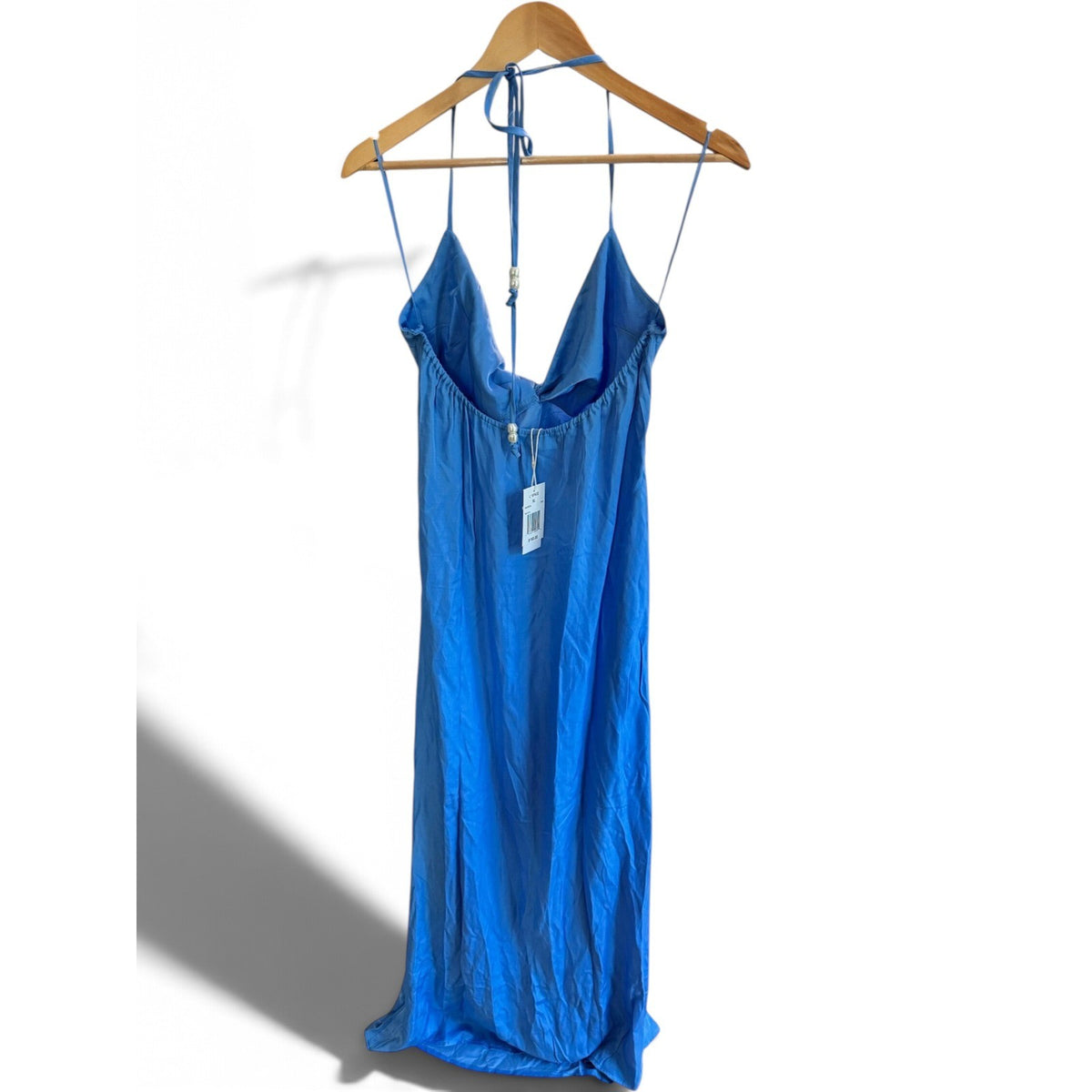 L*Space Maya Dress XL Blue Halter Neck Maxi Bead Detail MAYDR24 NEW