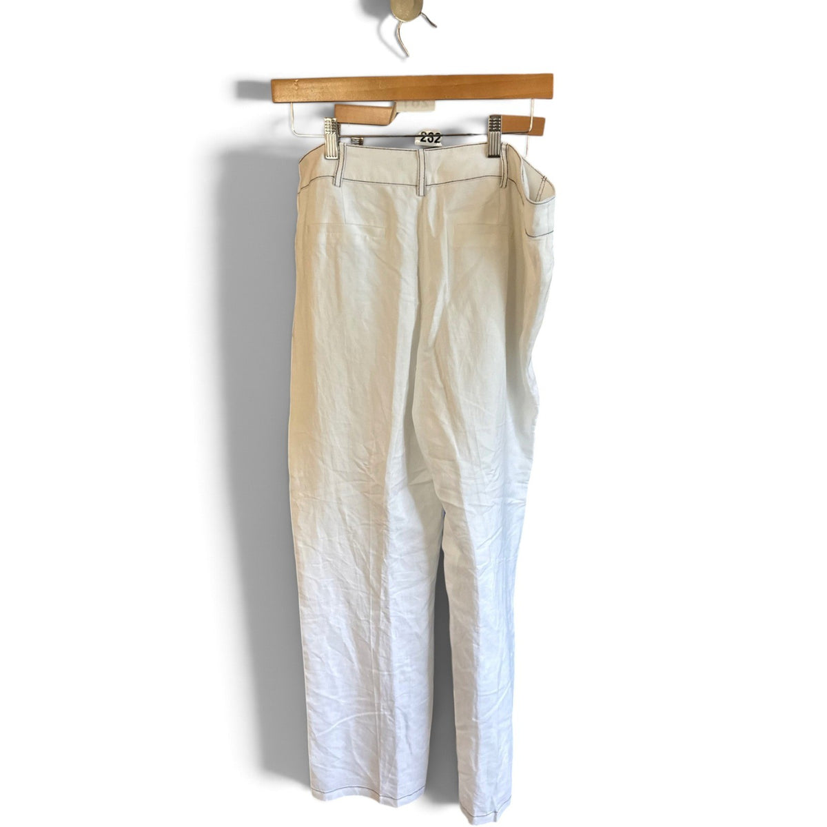 Karl Lagerfeld Paris White Linen Blend Sailor Pants Contrast Stitch 16 L5CK5217