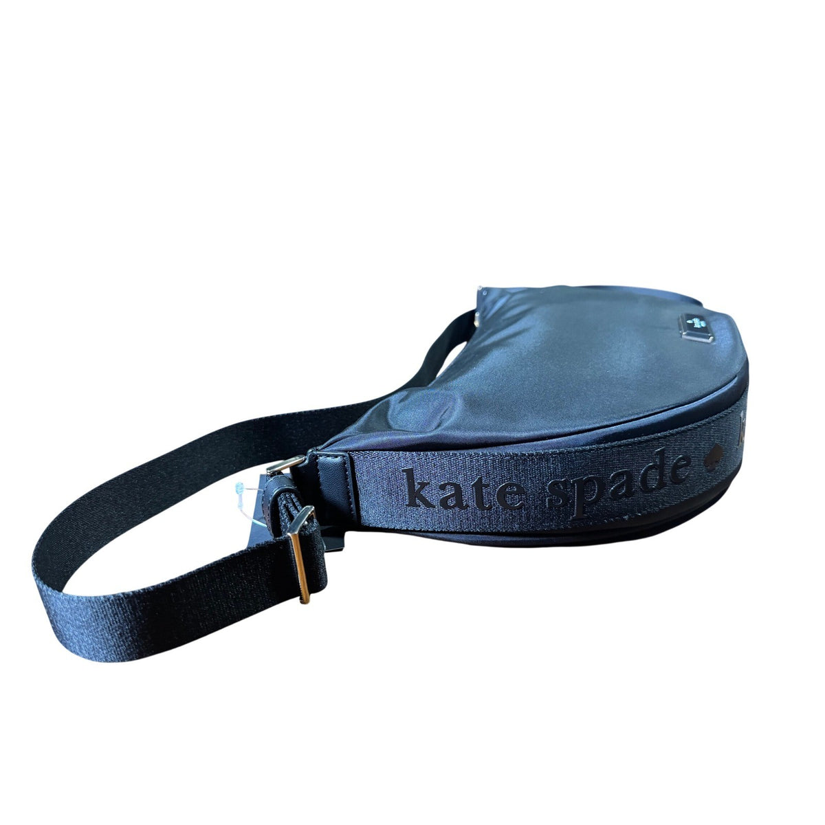 Kate Spade New York KL966 Chelsea Nylon Crescent Crossbody Bag Navy Blue Logo