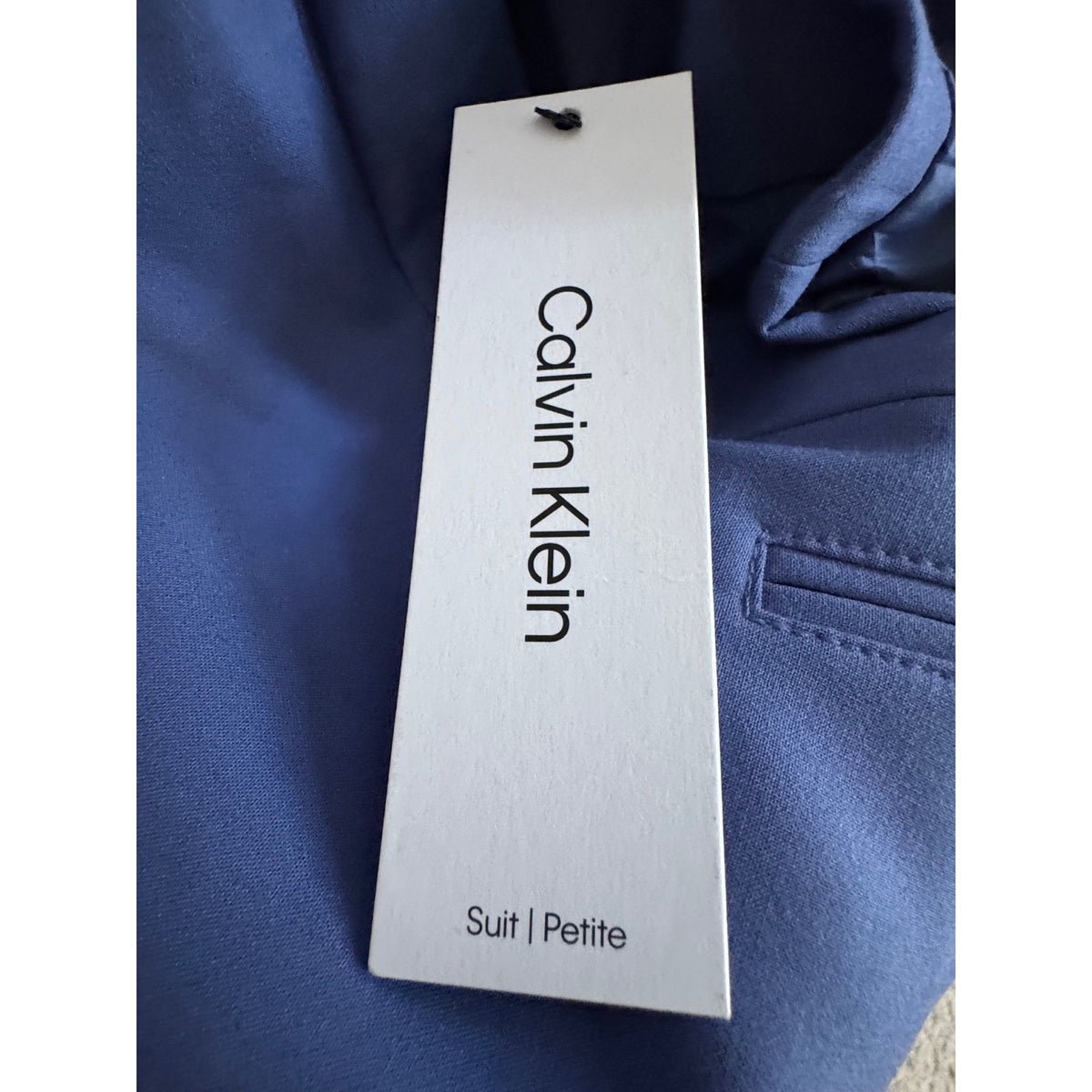 Calvin Klein Women Blue Open Front 3/4 Sleeve Petite Blazer Suit Jacket