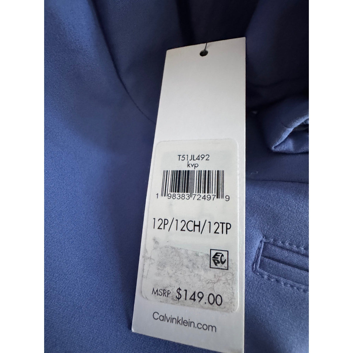 Calvin Klein Women Blue Open Front 3/4 Sleeve Petite Blazer Suit Jacket