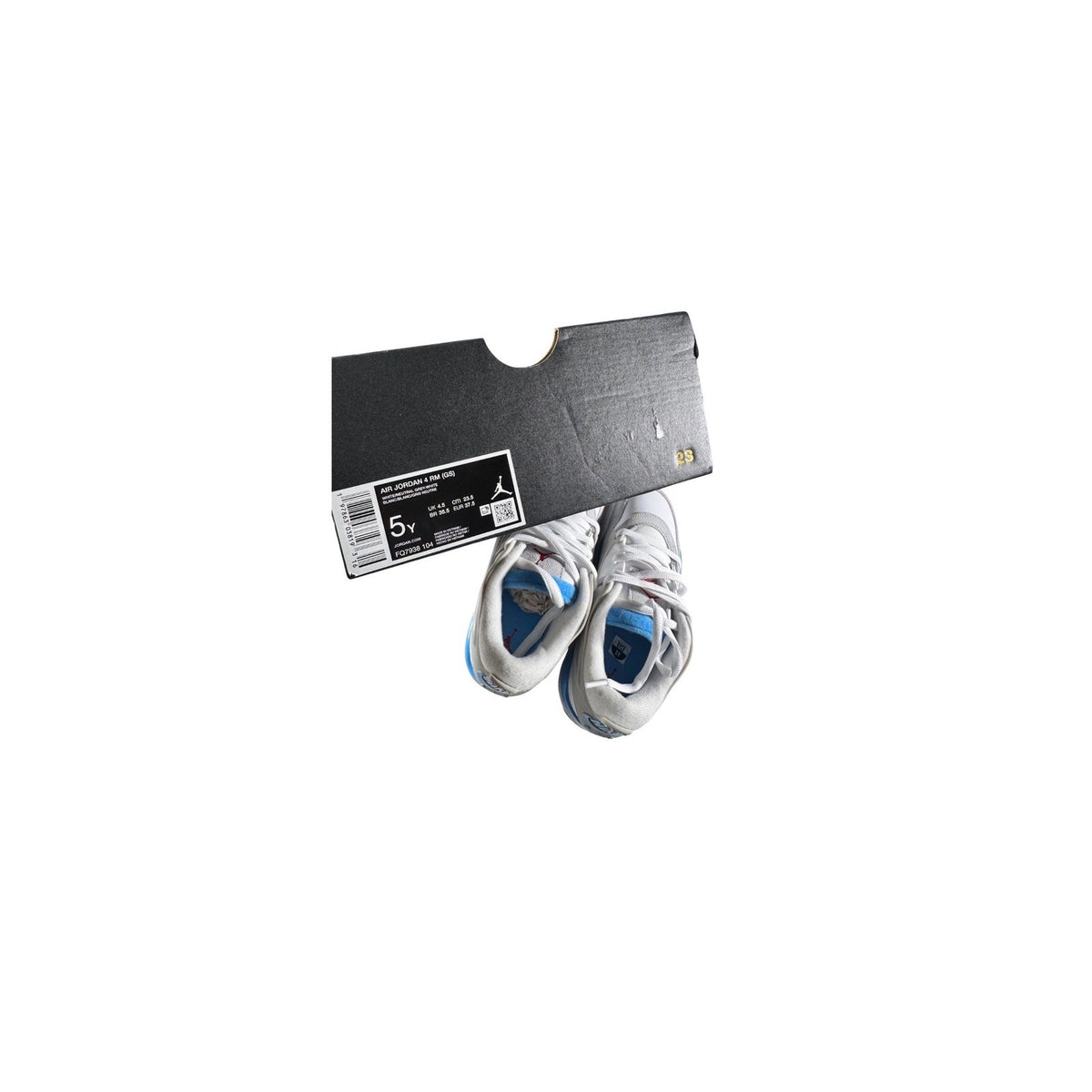 Air Jordan 4 RM GS White Neutral Grey Blue FQ7938-104 Boys Size 5Y