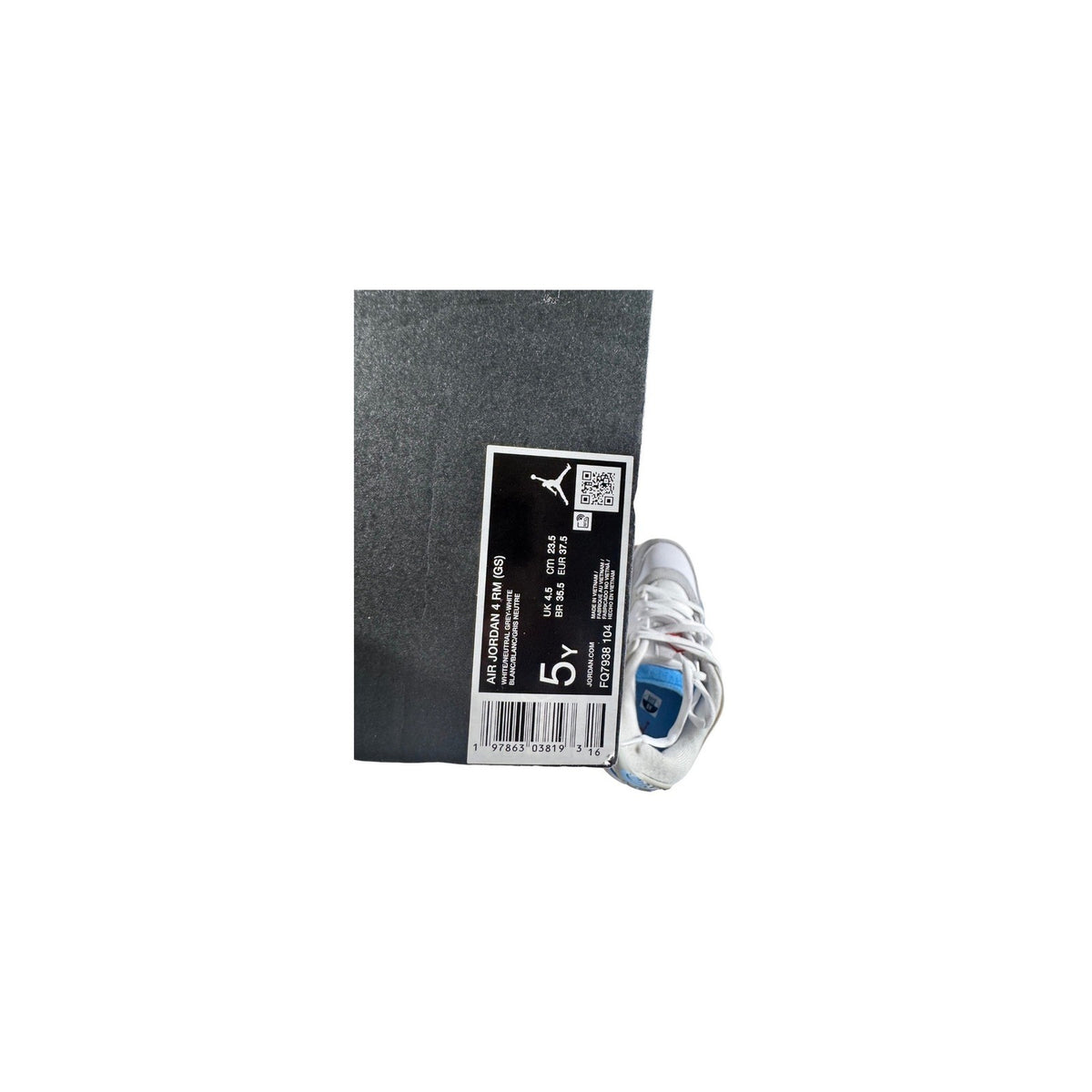 Air Jordan 4 RM GS White Neutral Grey Blue FQ7938-104 Boys Size 5Y