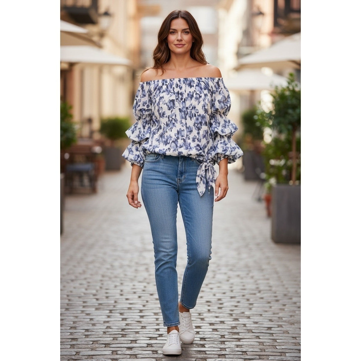Vince Camuto MSRP $79-Womens Off Shoulder Ruffle Sleeve Linen Blend Top XL
