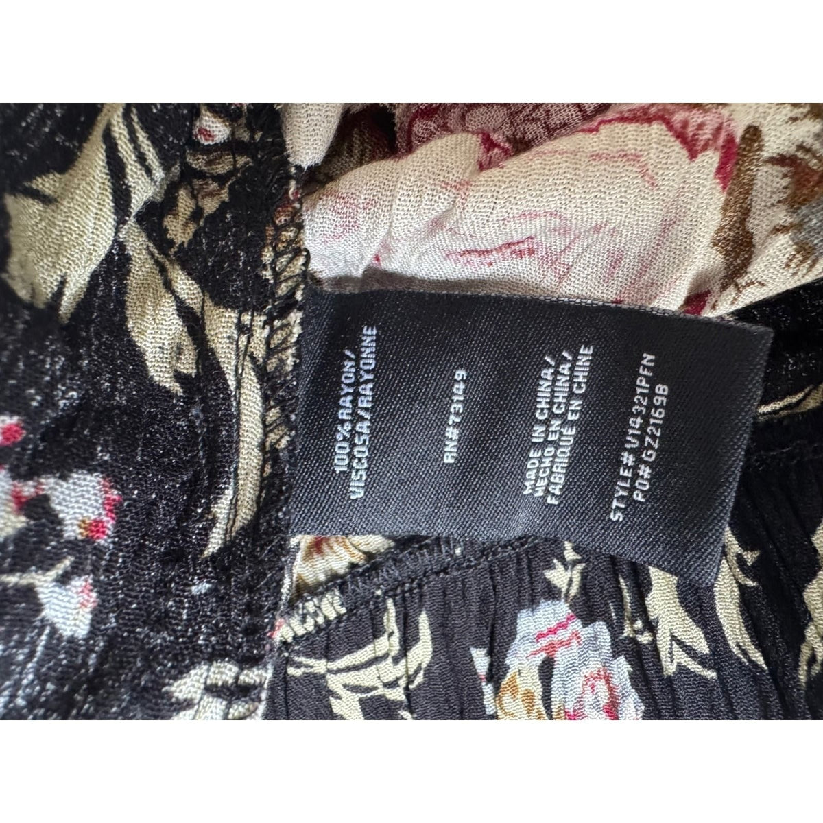 Floral High Waisted Trousers Black Pink Rose Print Straight Leg Pants