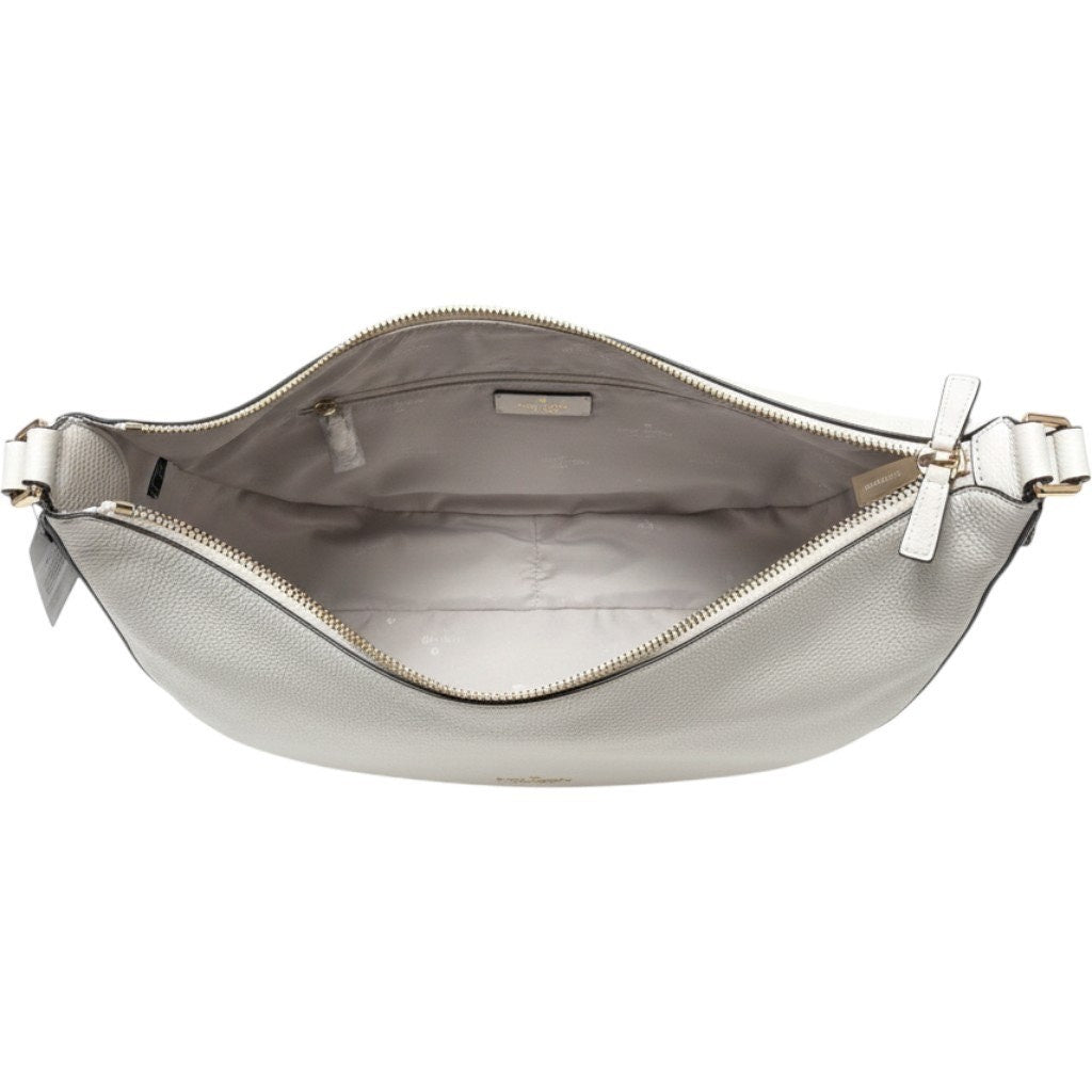 Kate Spade KM686 Pebbled Leather Crescent Hobo Shoulder Bag White
