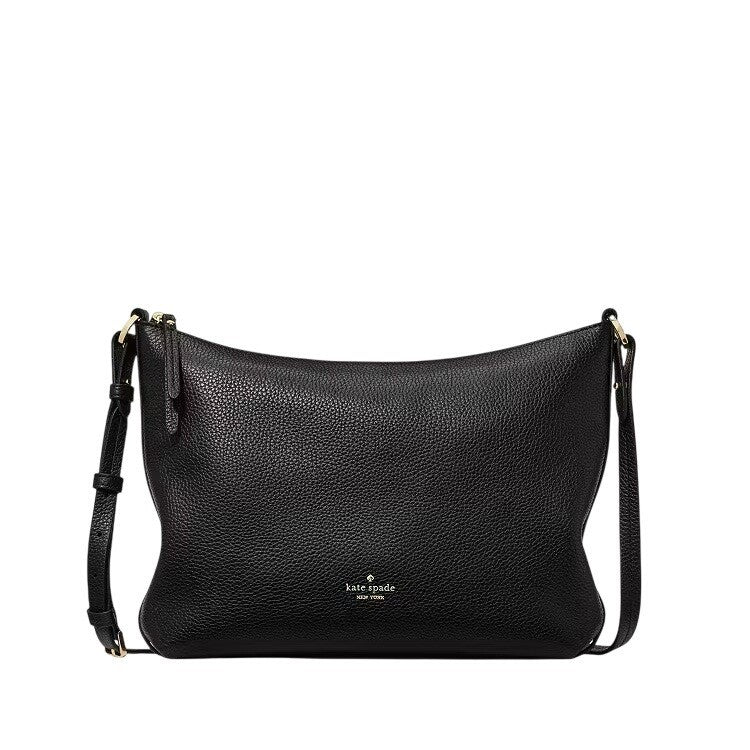 Kate Spade KP337 Black Pebbled Leather Crossbody Bag Gold Hardware New