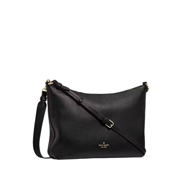 Kate Spade KP337 Black Pebbled Leather Crossbody Bag Gold Hardware New