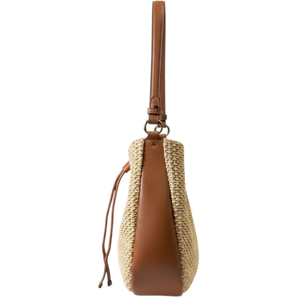 Kate Spade Pinch Large Shoulder Bag Chunky Straw Leather KO479 Natural Multi NEW