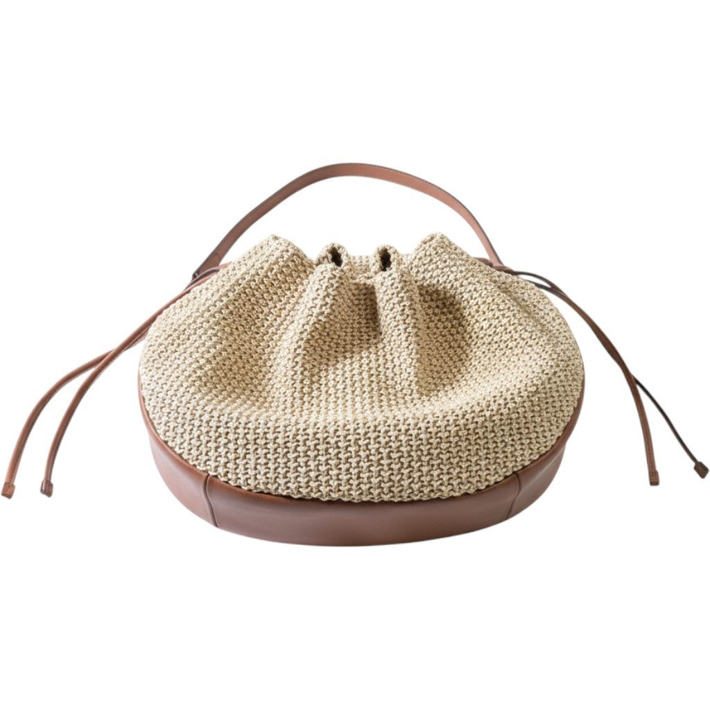 Kate Spade Pinch Large Shoulder Bag Chunky Straw Leather KO479 Natural Multi NEW