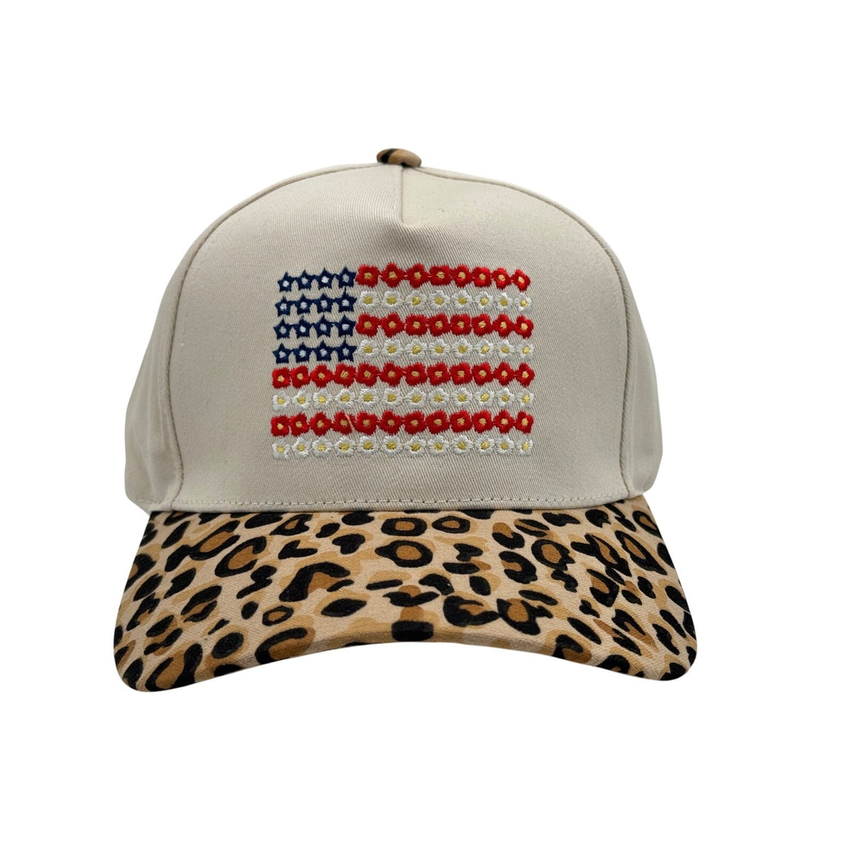 One Size - Zenana Hat USA Flag Beige/Leopard
