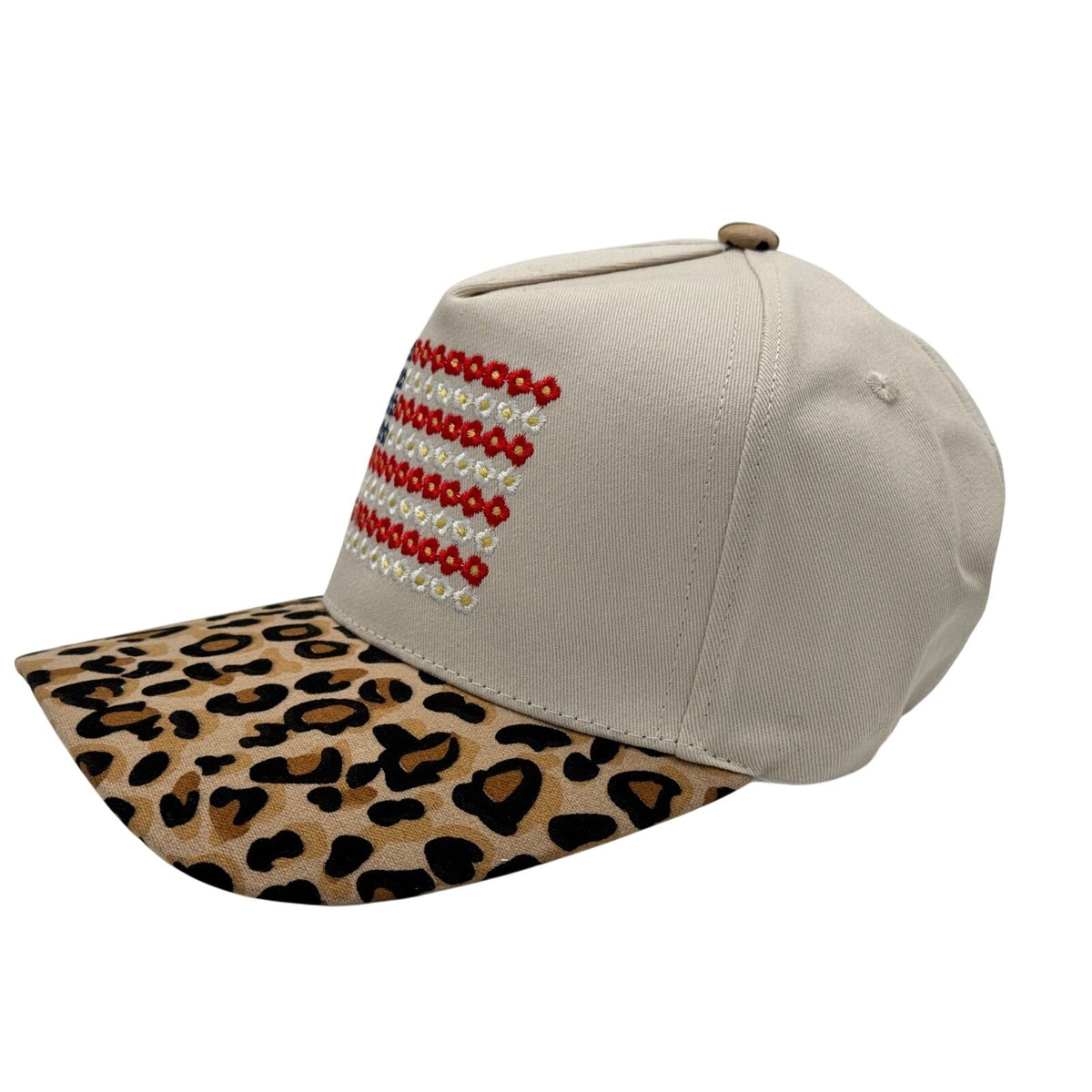 One Size - Zenana Hat USA Flag Beige/Leopard