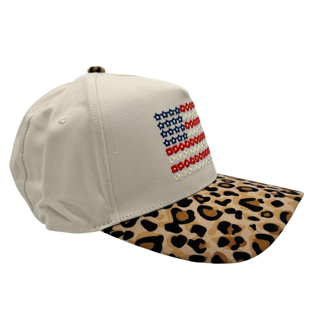 One Size - Zenana Hat USA Flag Beige/Leopard