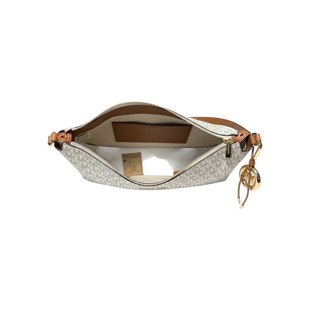 Michael Kors Jet Set Medium Logo Shoulder Bag Vanilla Luggage Leather Hobo