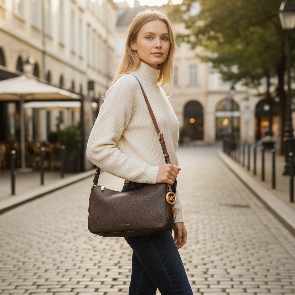 Michael Kors Nolita Medium Convertible Shoulder Bag Brown Acorn 30F5GY5M2B