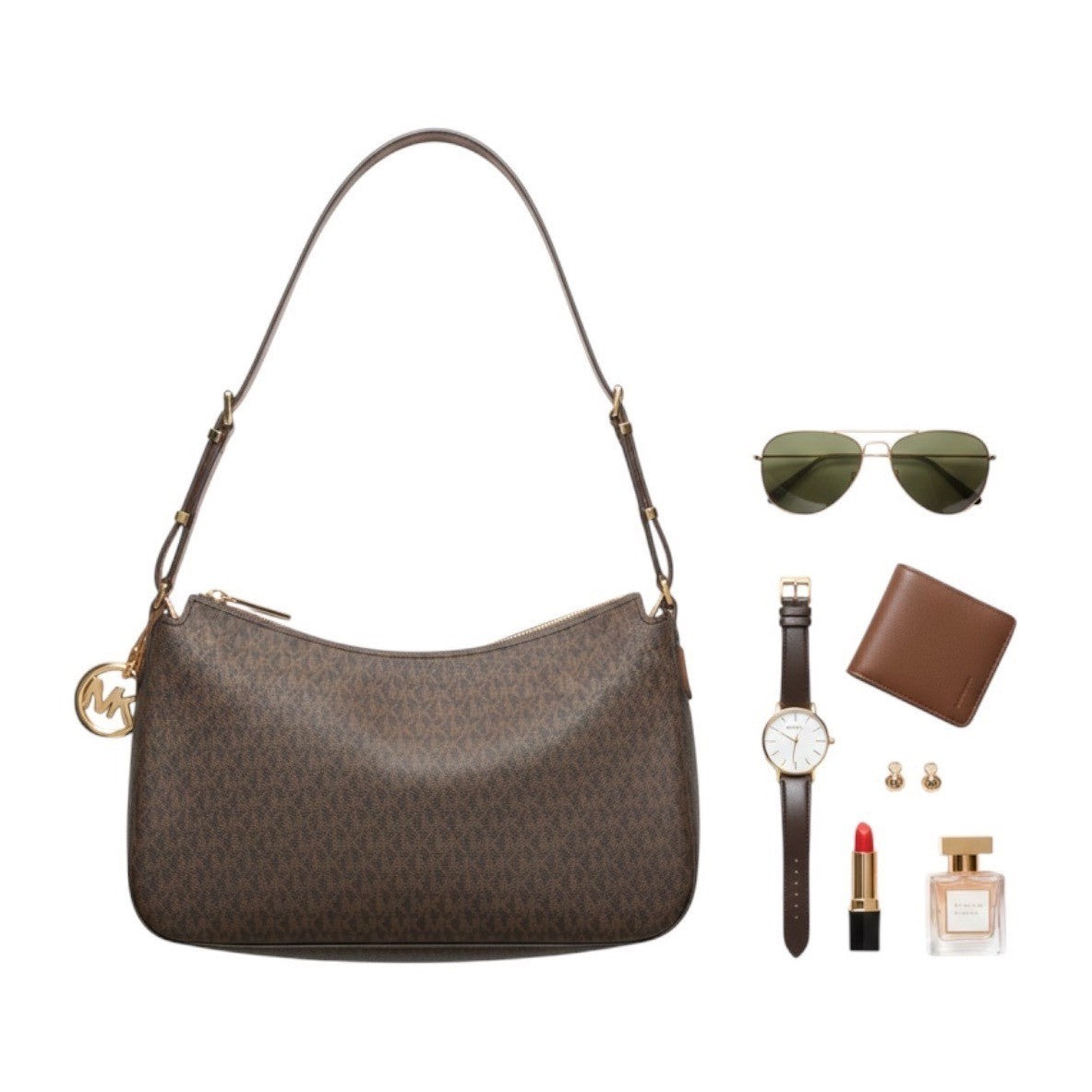 Michael Kors Nolita Medium Convertible Shoulder Bag Brown Acorn 30F5GY5M2B