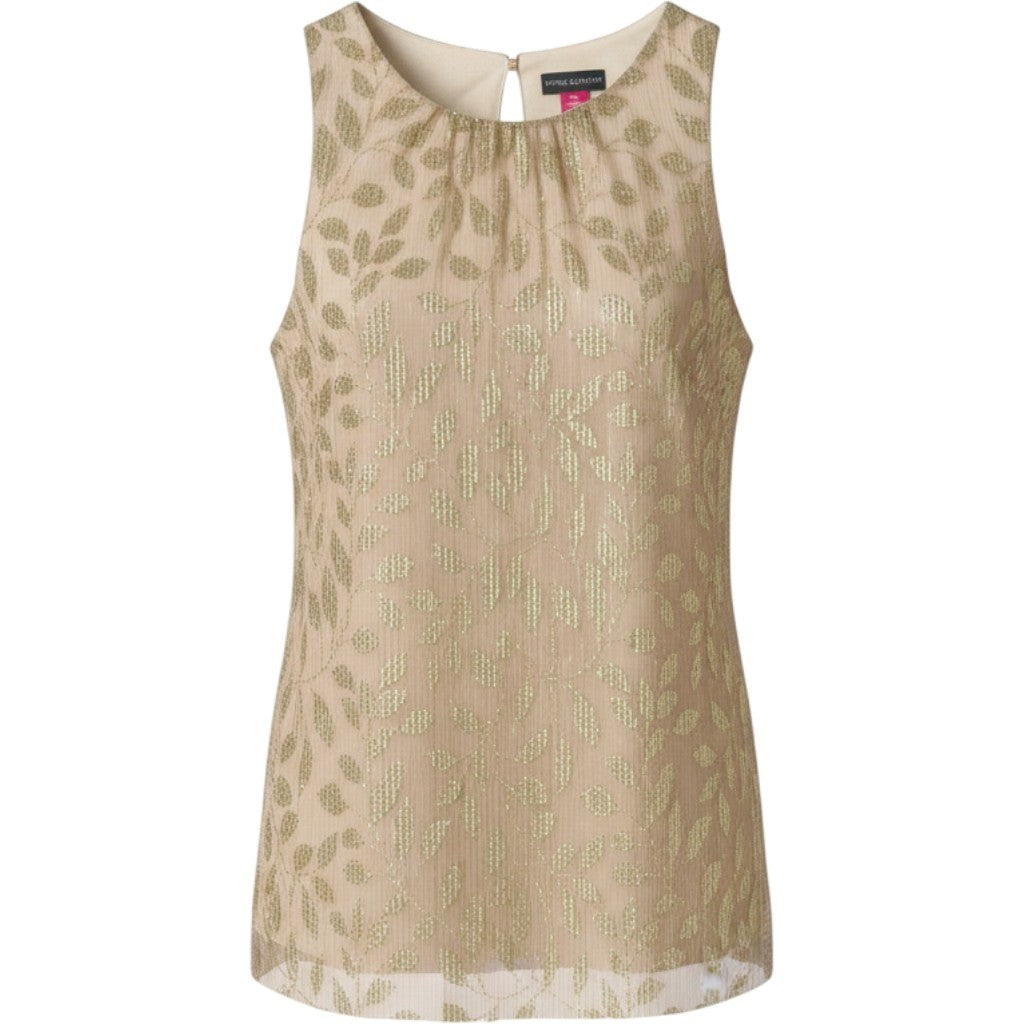 Vince Camuto Twinkle & Glow Gold Metallic Leaf Sleeveless Top XS 91624670
