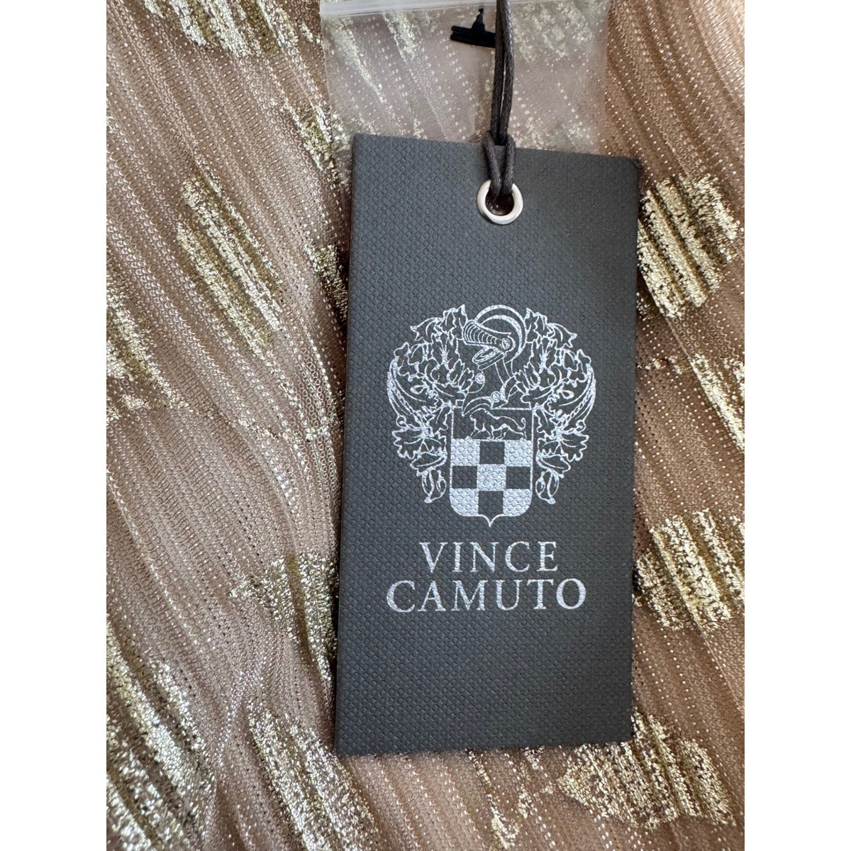 Vince Camuto Twinkle & Glow Gold Metallic Leaf Sleeveless Top XS 91624670
