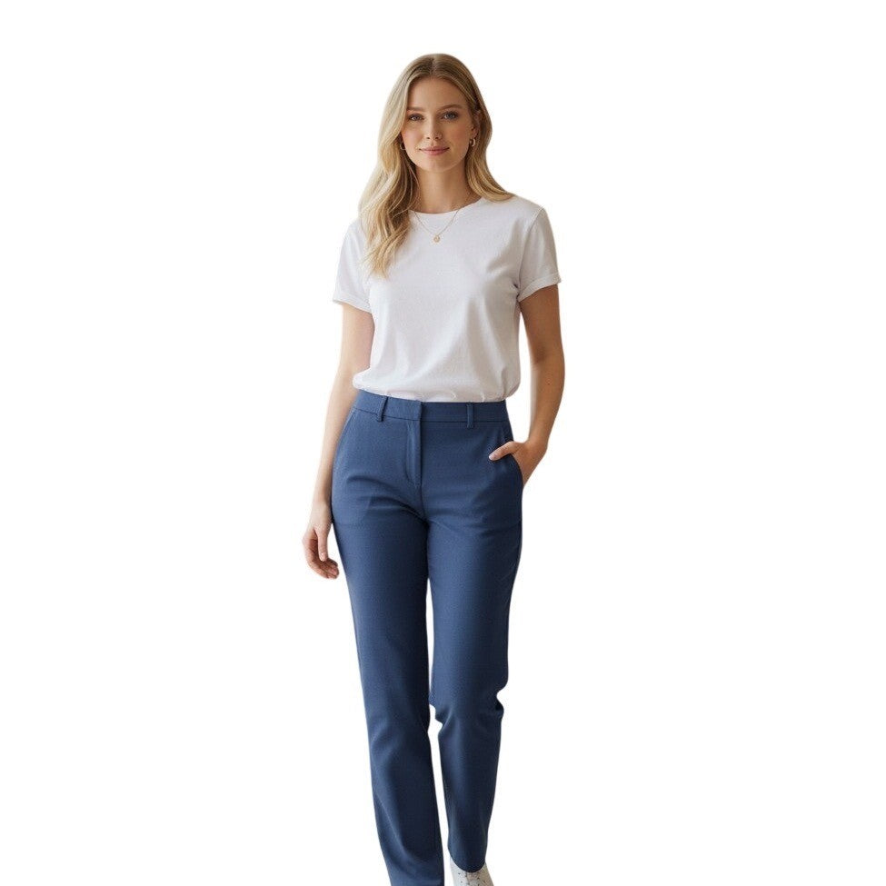 INC International Concepts Navy Blue Boot Leg Curvy Dress Pants Short Mid Rise