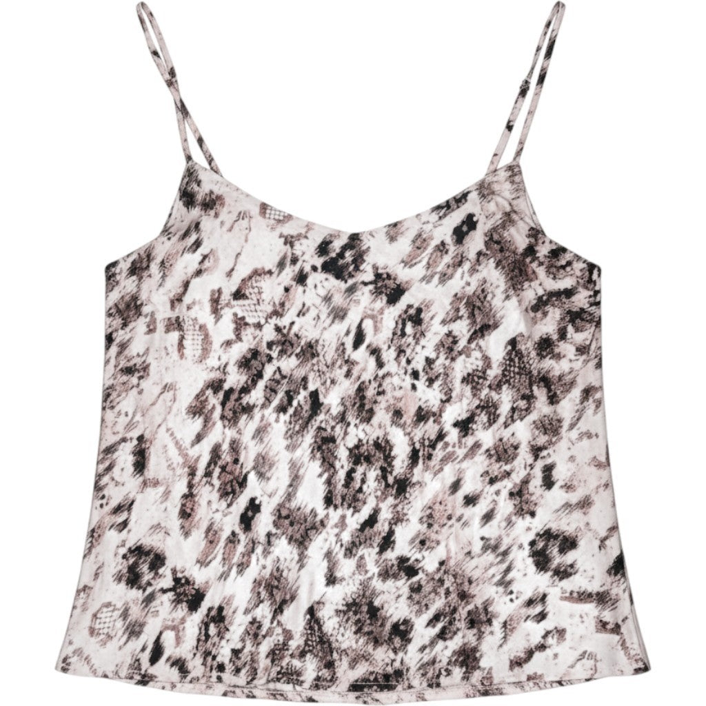 Tahari ASL Mocha Snake Satin Cowl Neck Camisole Tank Top TKM880 M