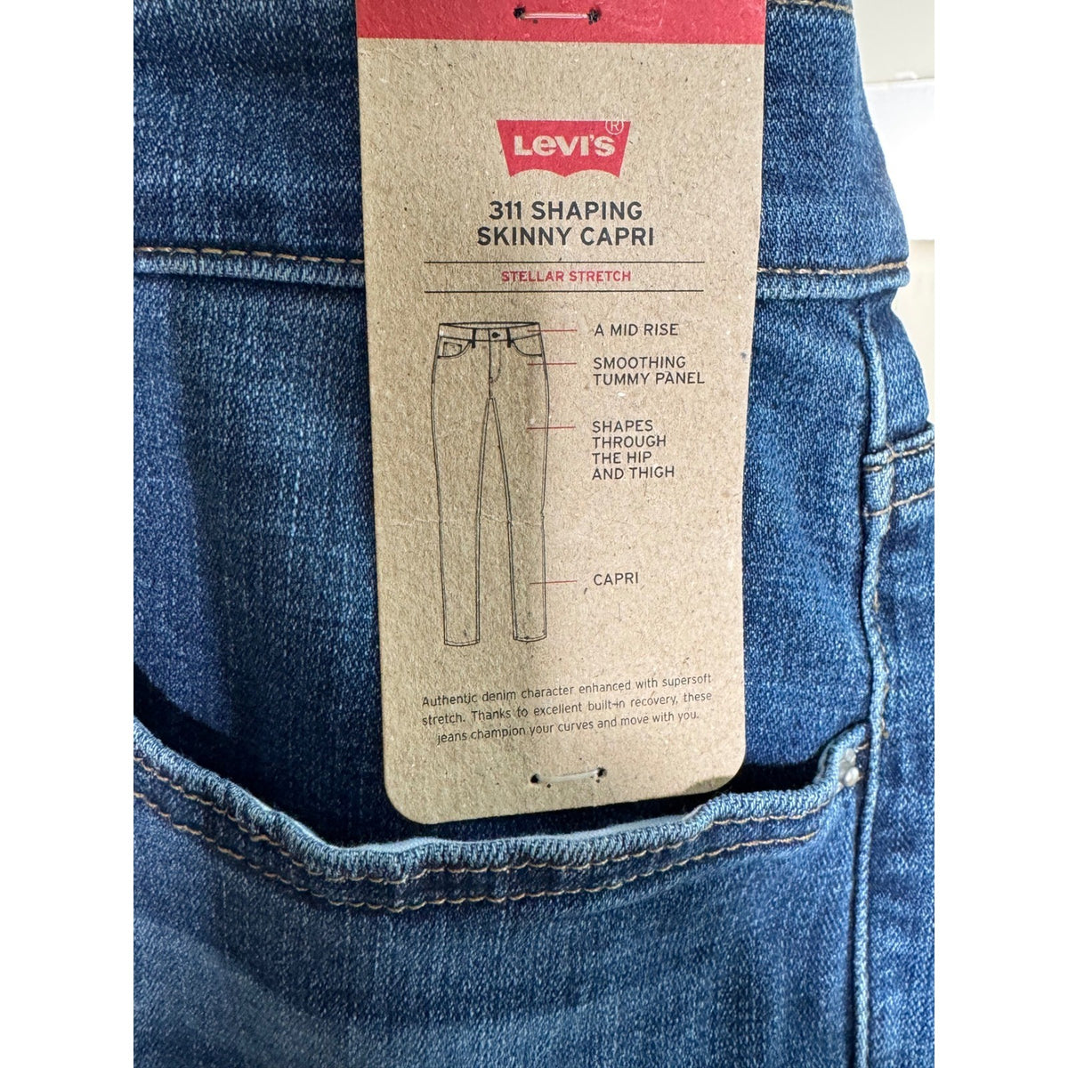 Levis 311 Shaping Skinny Capri Jeans Womens 20W Blue Stellar Stretch Mid Rise