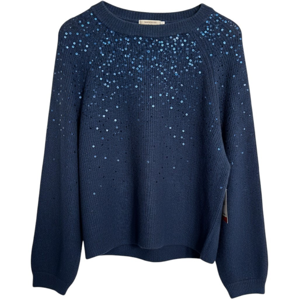 Vince Camuto Womens Sequin Crew Neck Sweater Classic Navy Blue 91623202 L