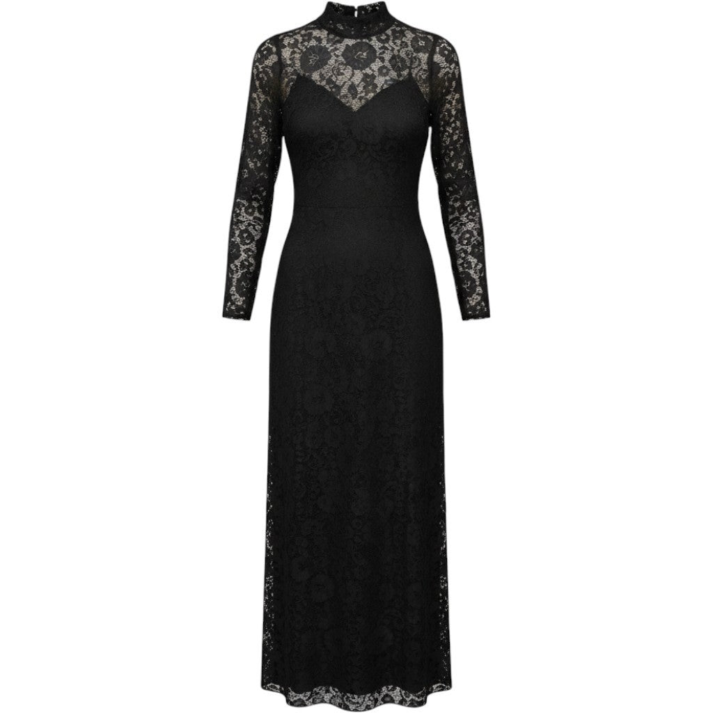 Vince Camuto Confetti Ready Black Lace Mock Neck Maxi Dress 91524728 Small
