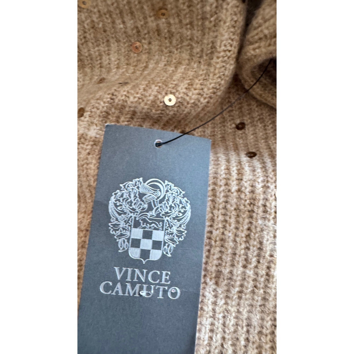 Vince Camuto Womens Sequin Raglan Sleeve Knit Sweater Camel Tan Gold 91623202