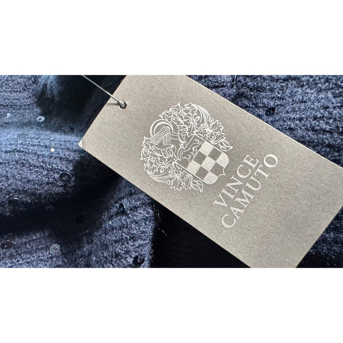 Vince Camuto Womens Sequin Crew Neck Sweater Classic Navy Blue 91623202 L