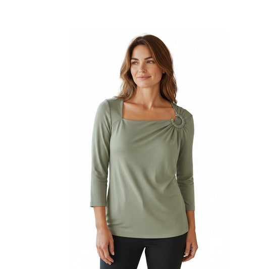 Size S - Lauren Ralph Lauren Womens Stretch Jersey Asymmet Sage Green MSRP $125