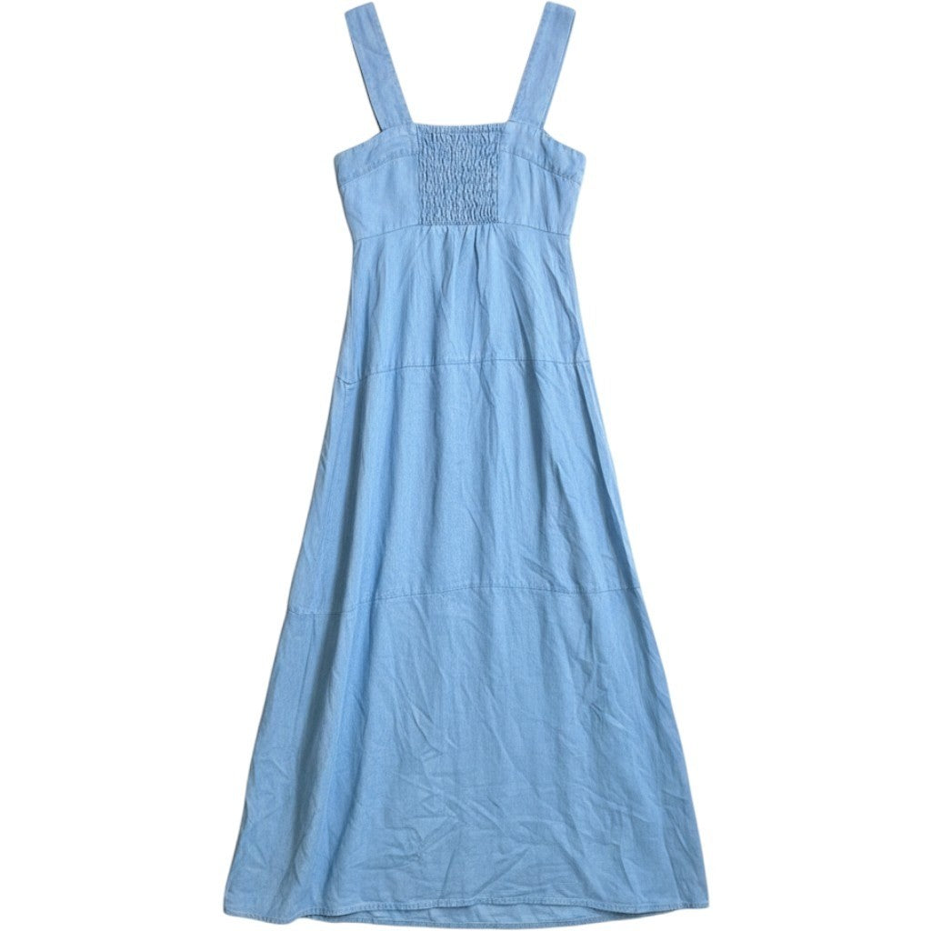 Vince Camuto Blue Tencel Denim Midi Dress Sleeveless Smocked Back XS