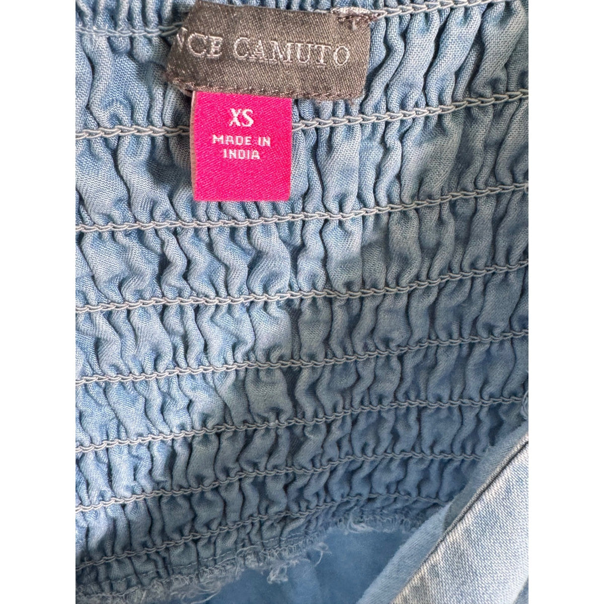 Vince Camuto Blue Tencel Denim Midi Dress Sleeveless Smocked Back XS