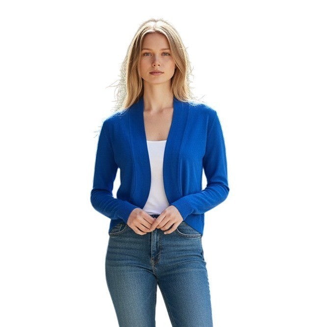 Eliza J Womens Royal Blue Cropped Shrug Cardigan Bolero Sweater Size S Small