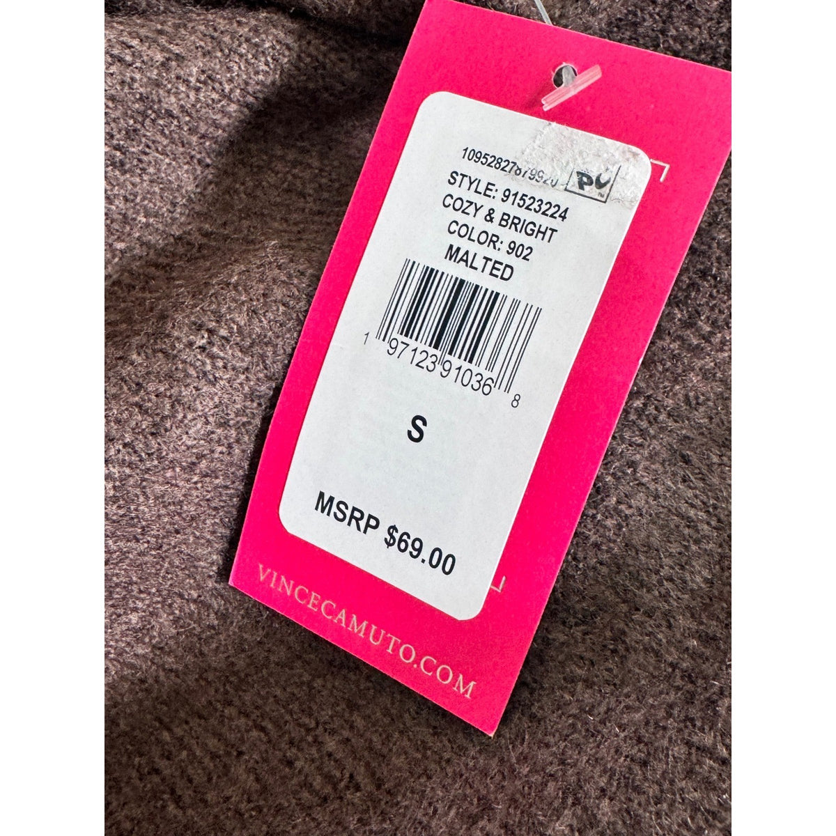 Vince Camuto Cozy & Bright Malted Brown Crew Neck Sweater 91523224 Small