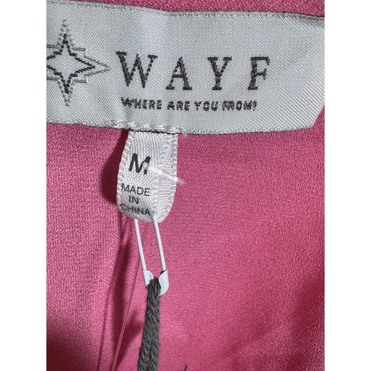 WAYF Pink Smocked Crop Top Long Balloon Sleeve V-Neck Ruffle Hem Size M NWT