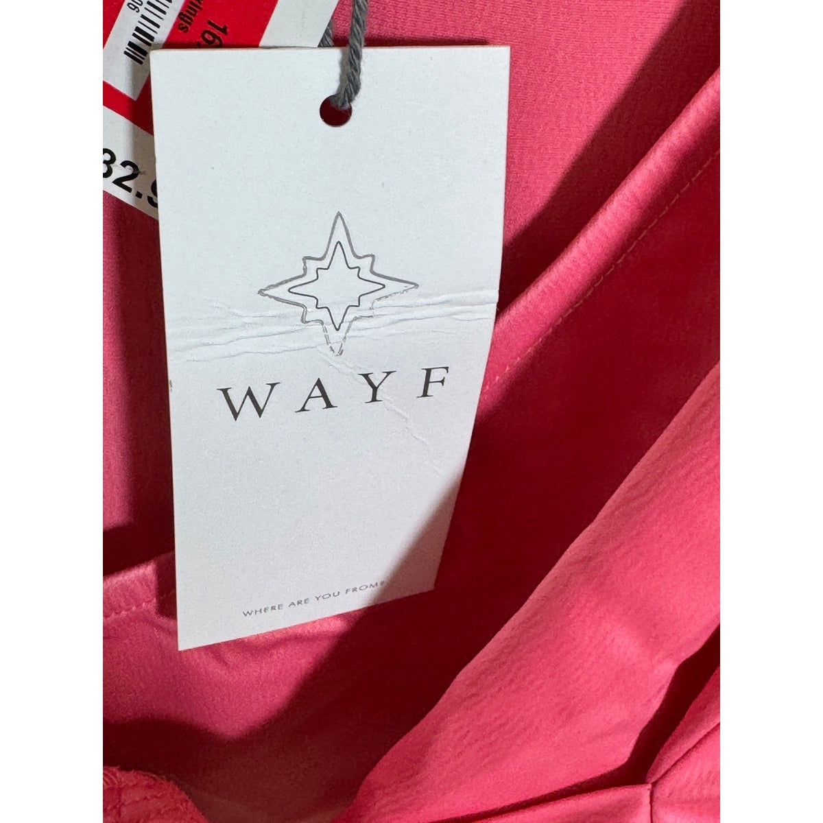 WAYF Women Pink Puff Sleeve Wrap Front Tie Crop Top Off Shoulder S NEW
