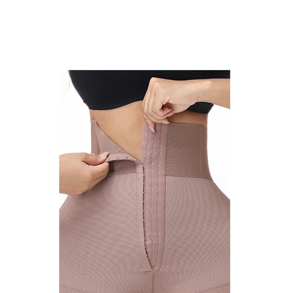 Luxseren High Waist Tummy Control Shapewear Butt Lifter Shorts Lace Trim Nude S