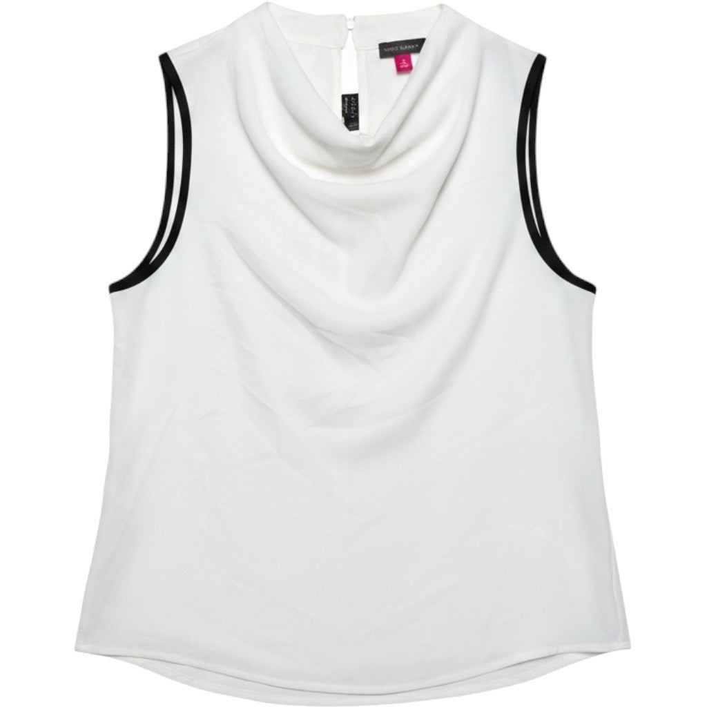 Vince Camuto Womens Cowl Neck Sleeveless Blouse Ivory Black Trim 91624B022 XL