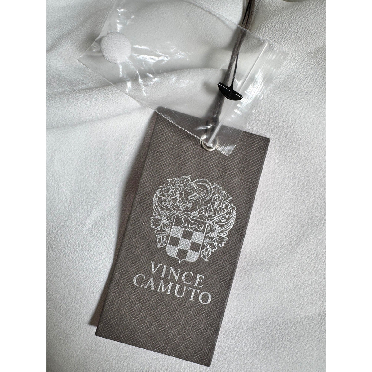 Vince Camuto Womens Cowl Neck Sleeveless Blouse Ivory Black Trim 91624B022 M