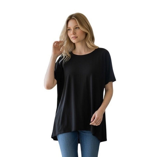 Vince Camuto Womens Rich Black Short Sleeve High Low Blouse XS 91624B083 XS
