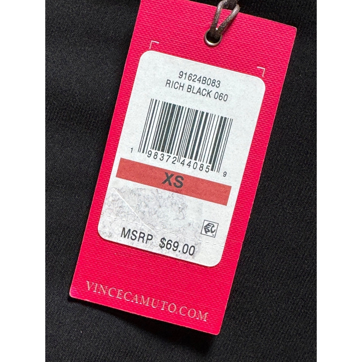 Vince Camuto Womens Rich Black Short Sleeve High Low Blouse XS 91624B083 XS