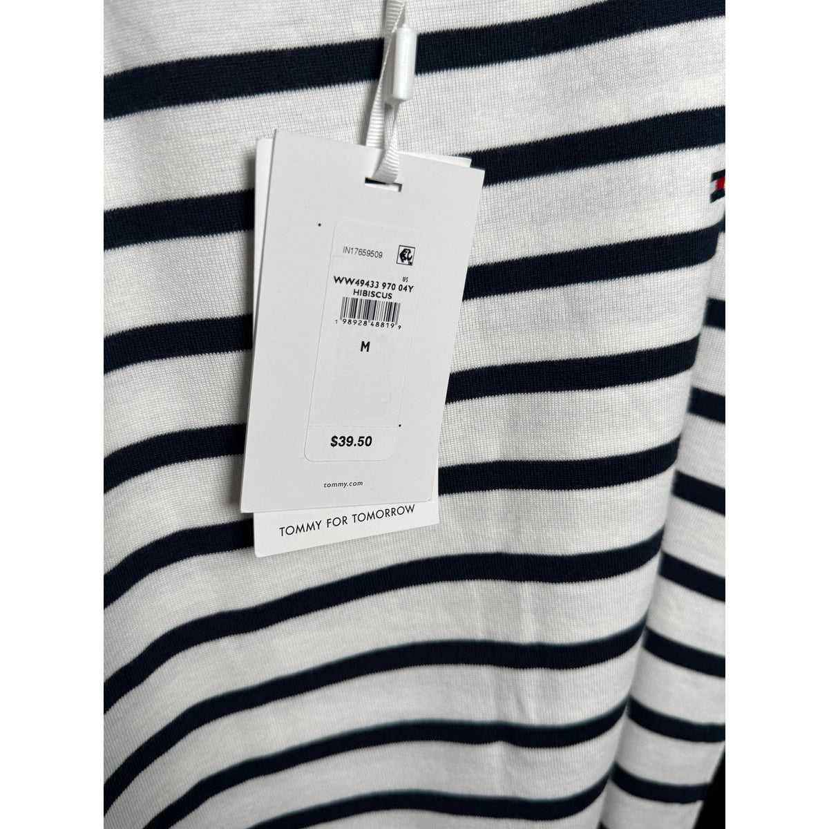 Tommy Hilfiger Womens Striped Regenerative Cotton Tank Top Navy White WW49433 M