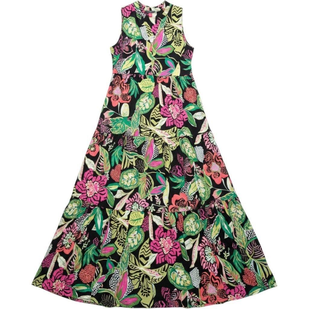 Vince Camuto Getaway Floral Maxi Dress Sleeveless Tiered XS 91325B931 Multi
