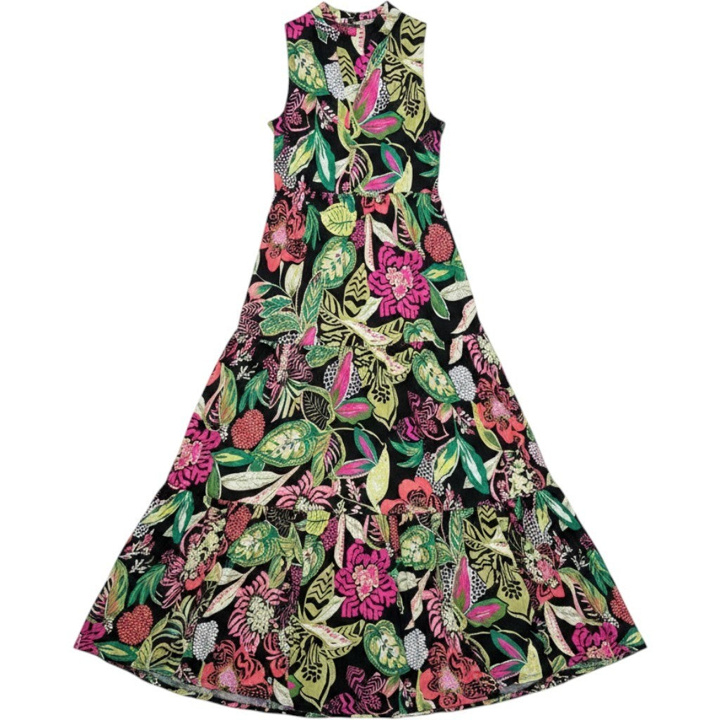 Vince Camuto Getaway Floral Maxi Dress Sleeveless Tiered XS 91325B931 Multi