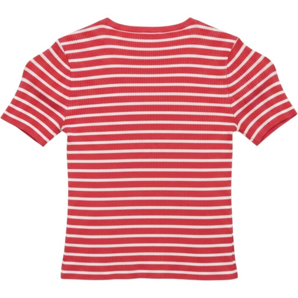 DKNY Jeans Womens Pink White Striped Ribbed Knit Short Sleeve Top XXS DJ6R0150