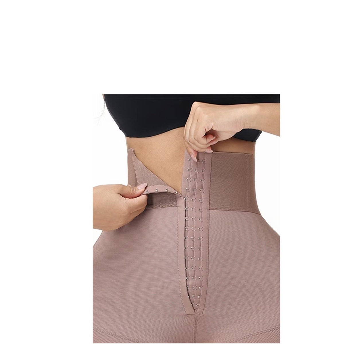 Luxseren High Waist Tummy Control Shapewear Butt Lifter Shorts Lace Trim Nude L