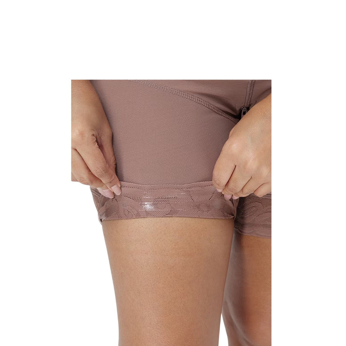 Luxseren High Waist Tummy Control Shapewear Butt Lifter Shorts Lace Trim Nude L